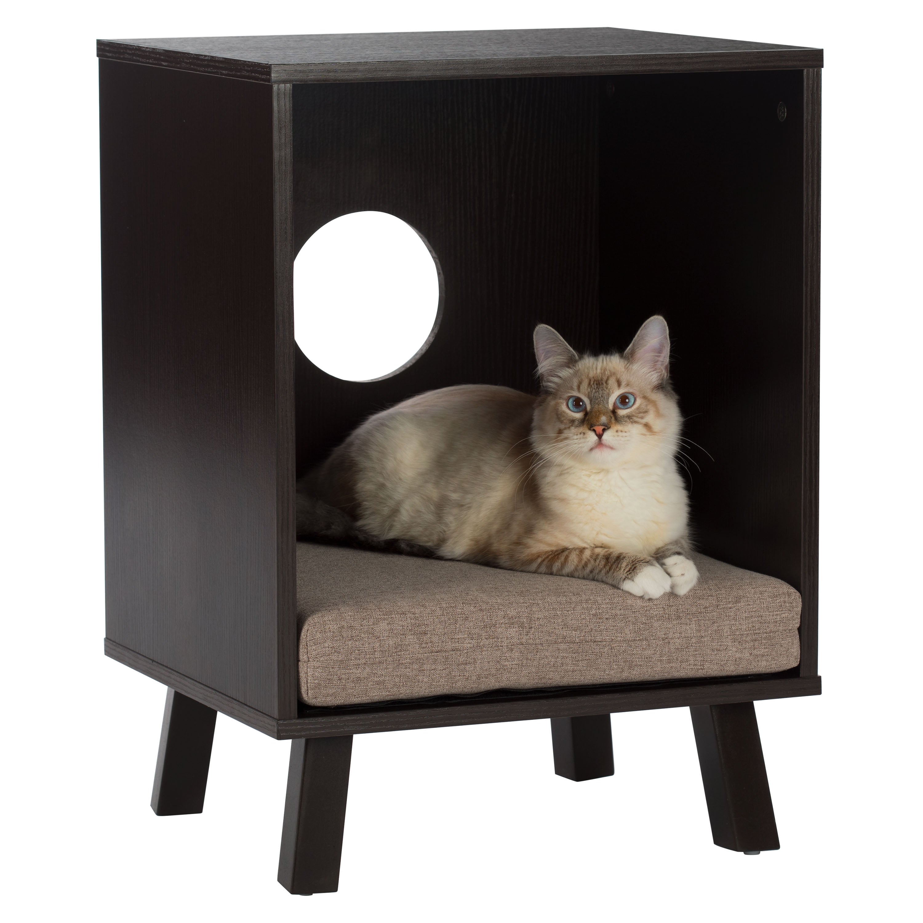 Pet Sofa Bed with Wood, Dual-Purpose End Table for Cat or Dog, Sand 61003