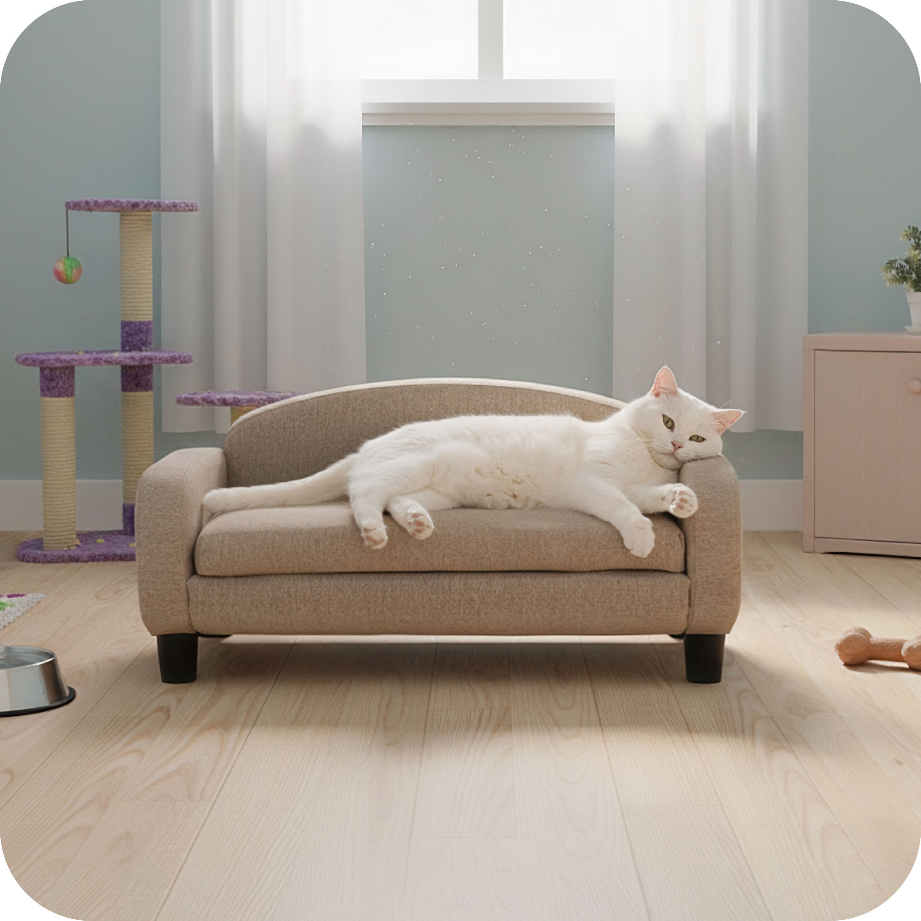 Pet Sofa Bed Small for Cats and Small Dogs, Sand 61009