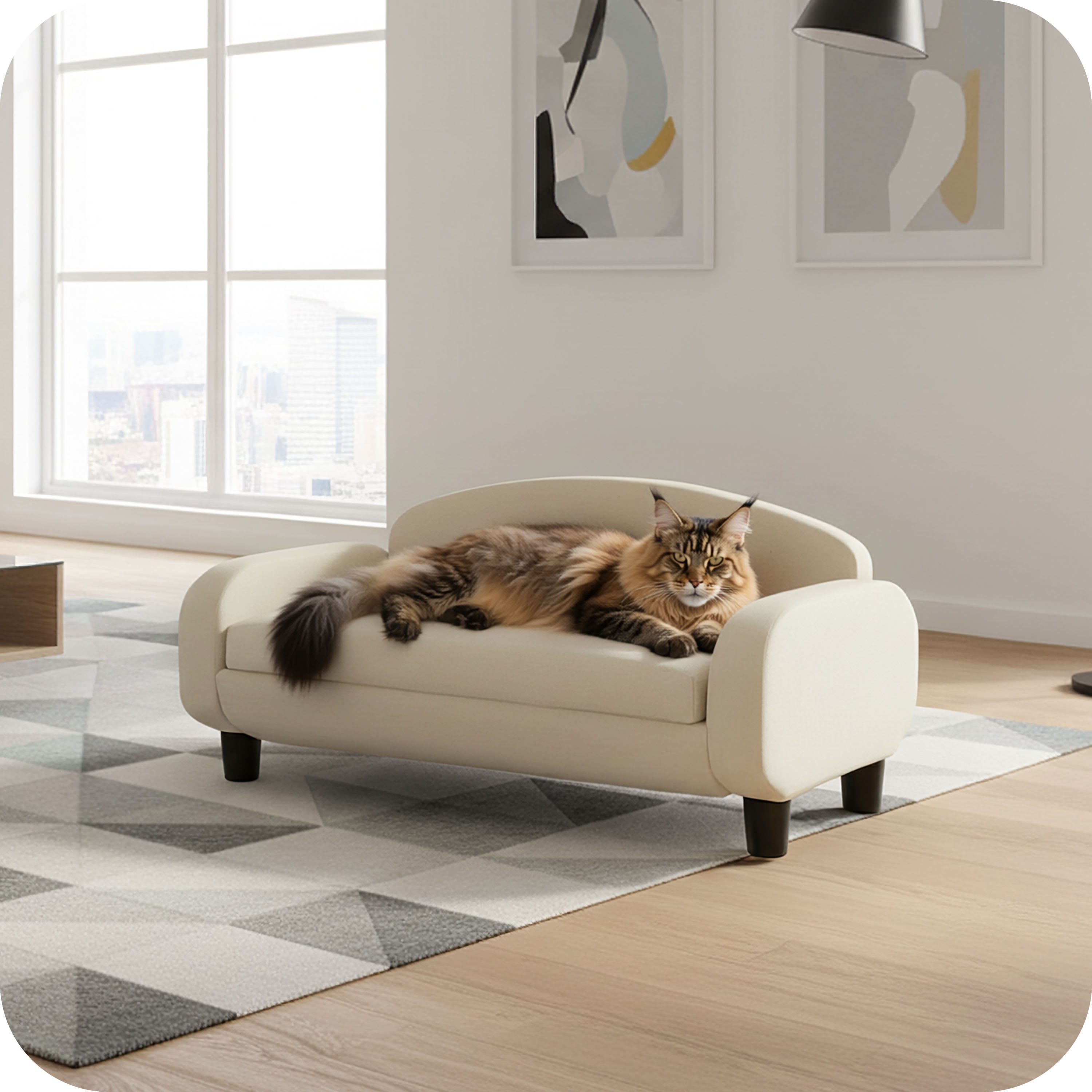 Pet Sofa Bed Small for Cats and Small Dogs, Oatmeal 61012