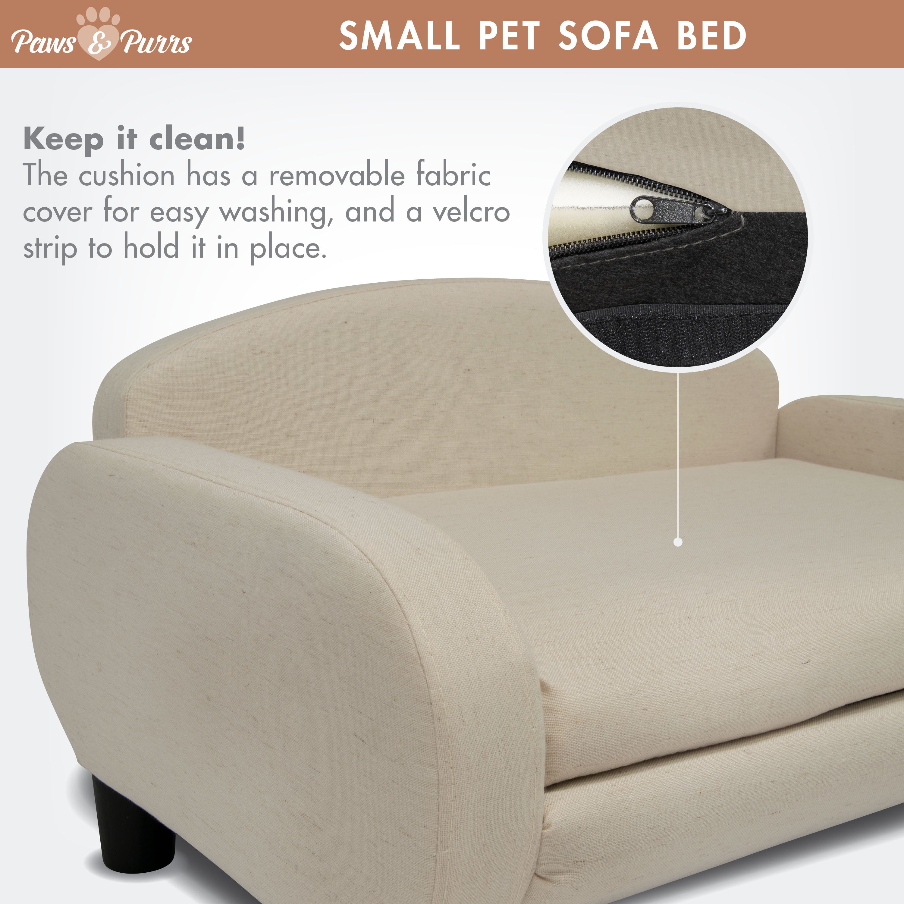 Pet Sofa Bed Small for Cats and Small Dogs, Oatmeal 61012