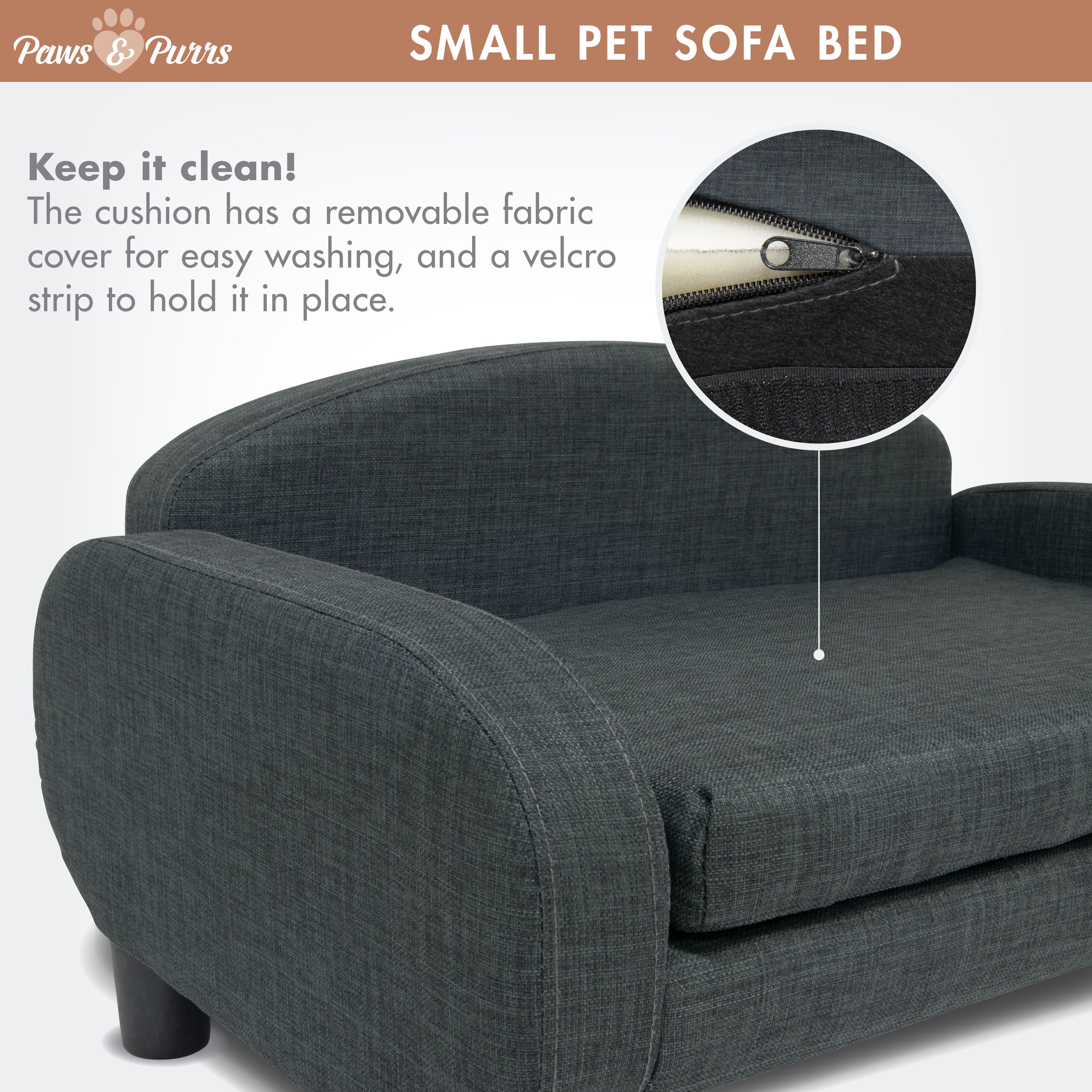 Pet Sofa Bed Small for Cats and Small Dogs, Gray 61013