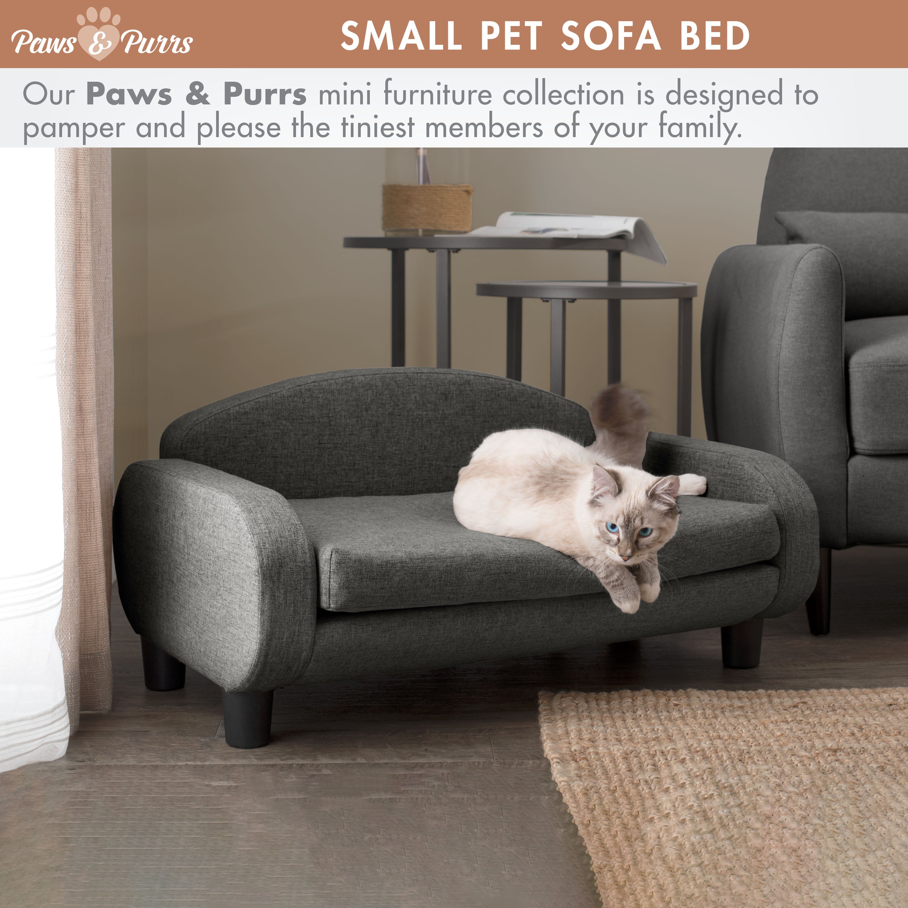Pet Sofa Bed Small for Cats and Small Dogs, Gray 61013