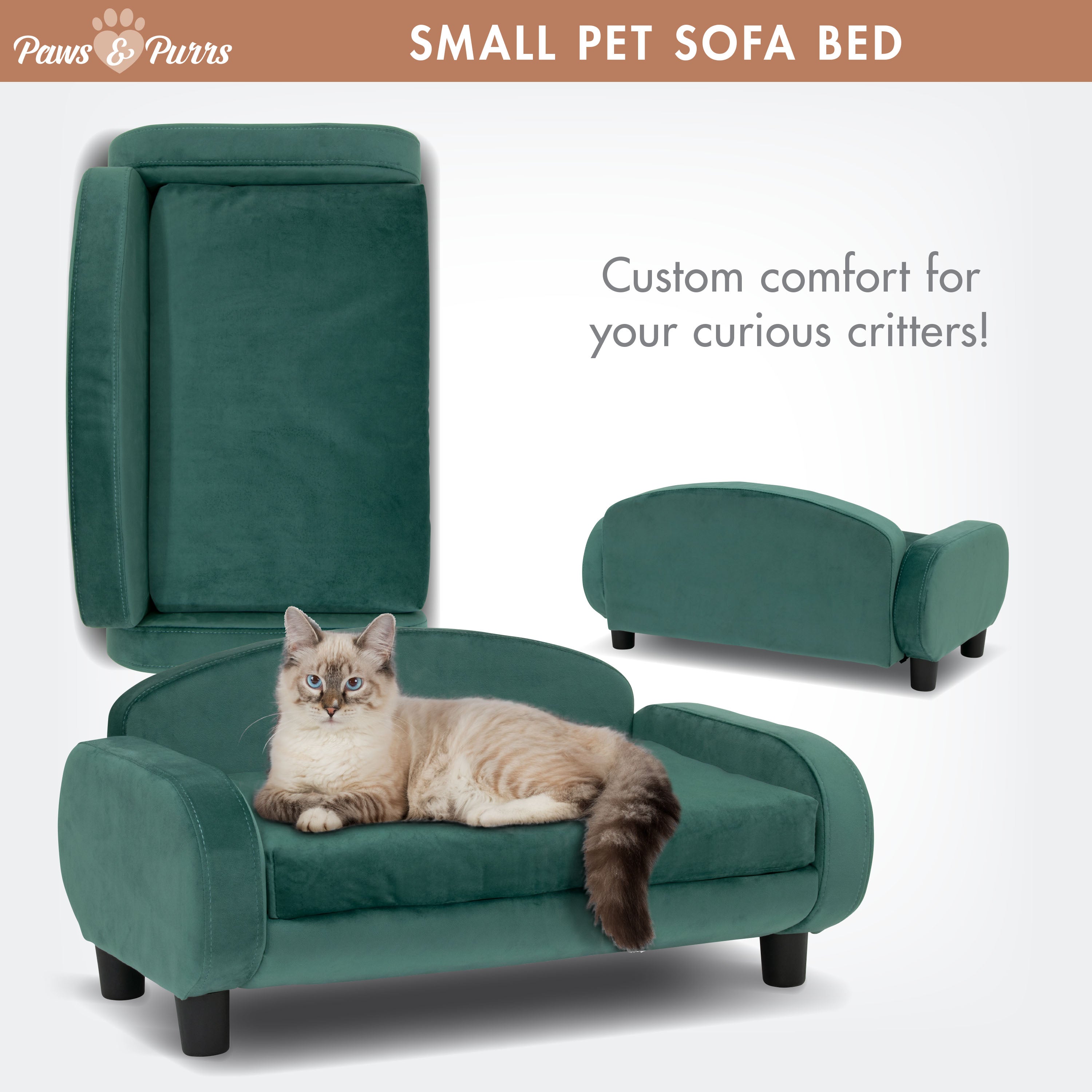 Pet Sofa Bed Small for Cats and Small Dogs, Teal 61014