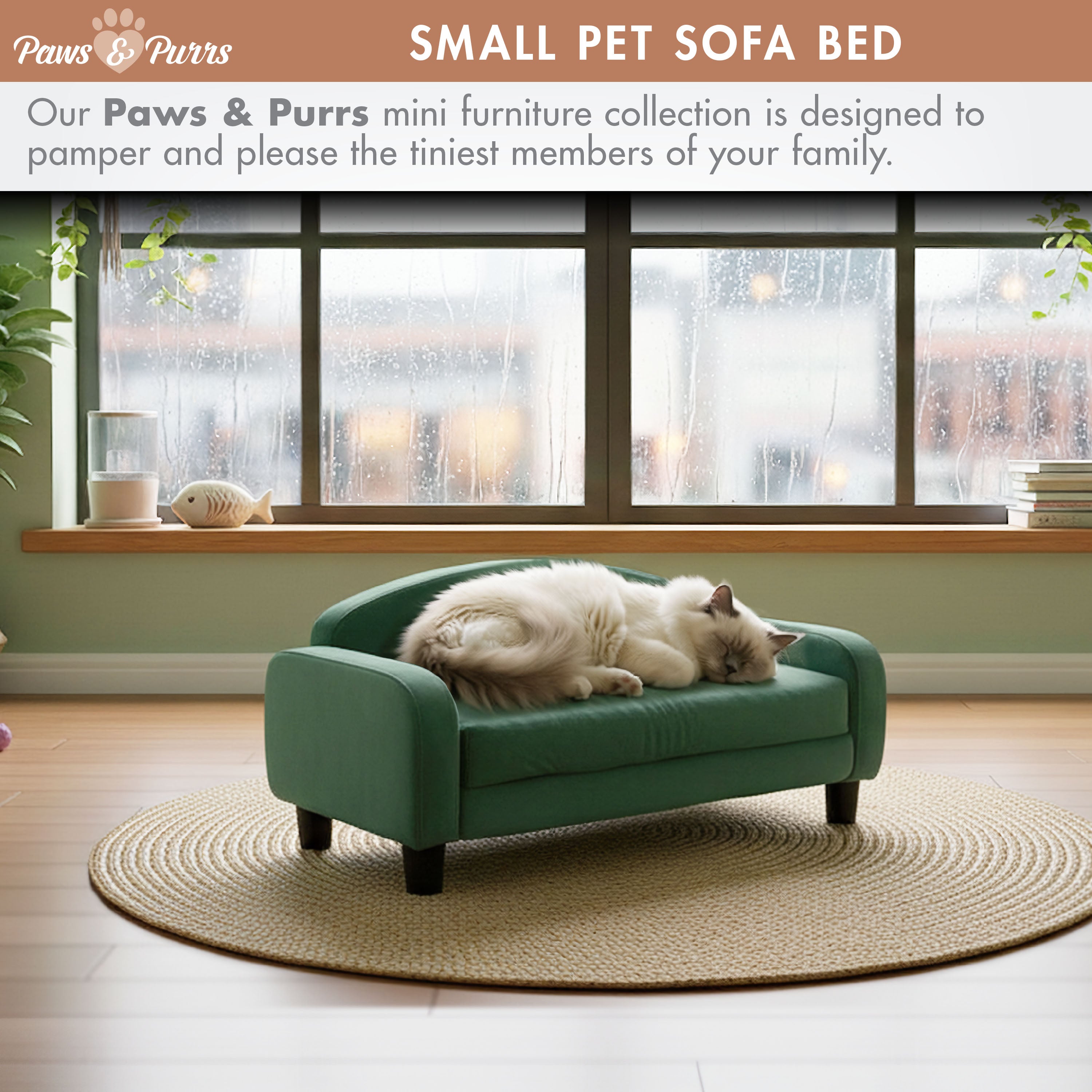 Pet Sofa Bed Small for Cats and Small Dogs, Teal 61014