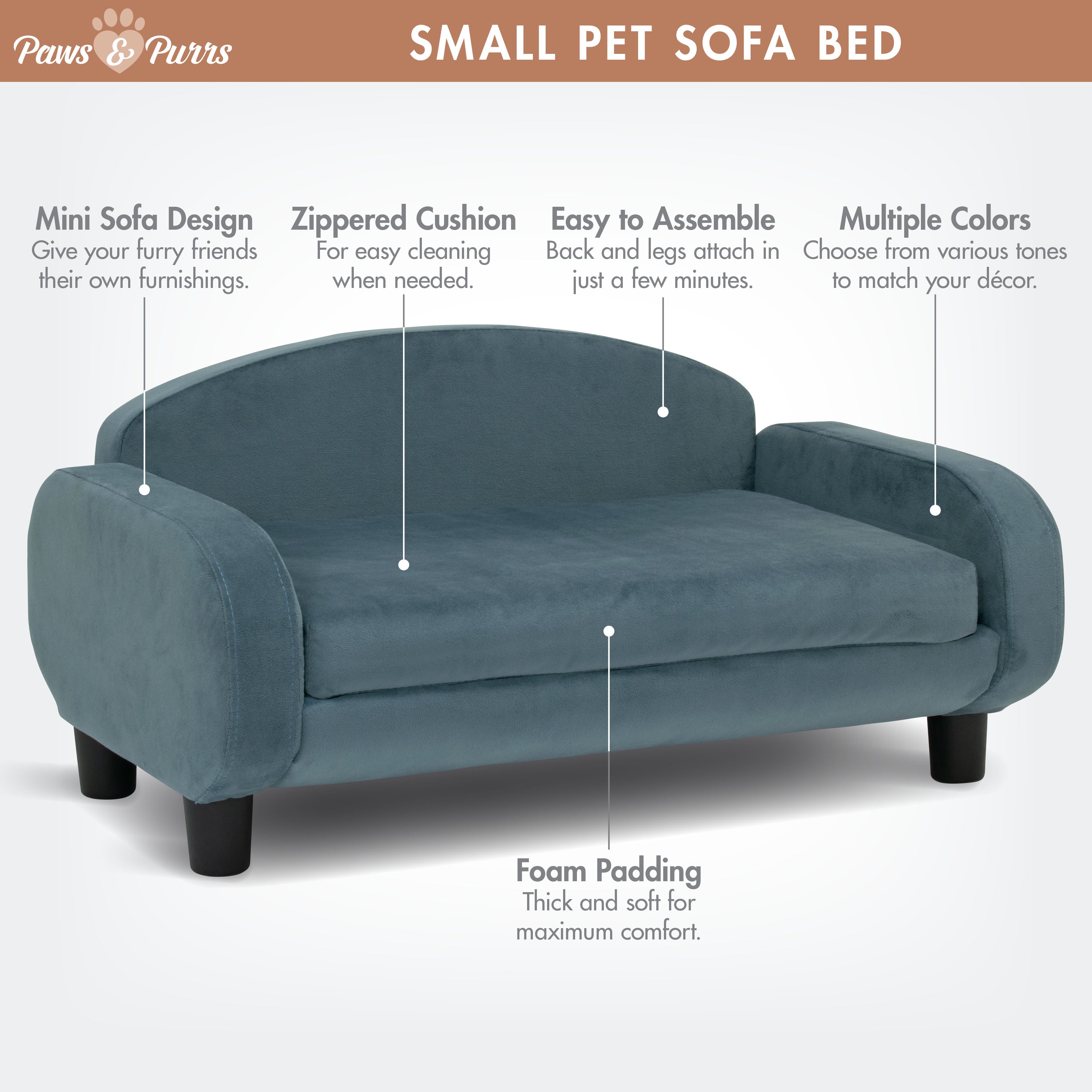 Pet Sofa Bed Small for Cats and Small Dogs, Cornflower 61015