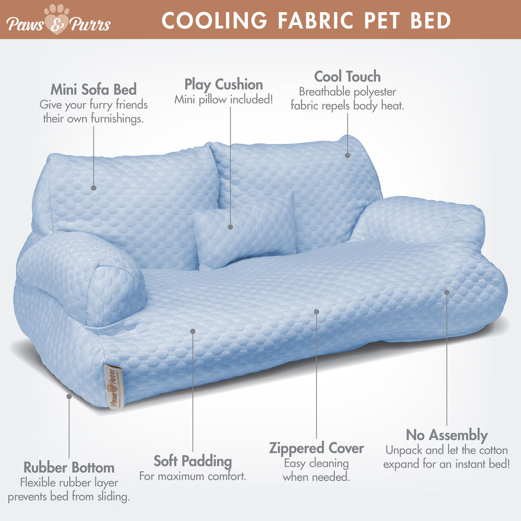 Pet Sofa Bed with Cooling Fabric for Cats and Small or Medium Dogs, Blue