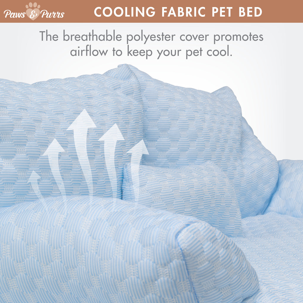 Pet Sofa Bed with Cooling Fabric for Cats and Small or Medium Dogs, Blue