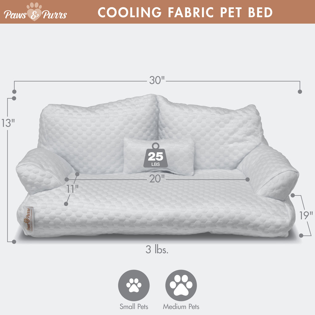 Pet Sofa Bed with Cooling Fabric for Cats and Small or Medium Dogs, Light Gray