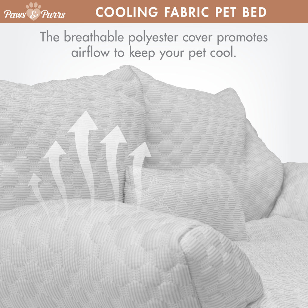 Pet Sofa Bed with Cooling Fabric for Cats and Small or Medium Dogs, Light Gray