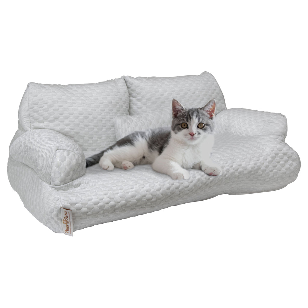 Pet Sofa Bed with Cooling Fabric for Cats and Small or Medium Dogs, Light Gray