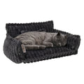 Pet Sofa Bed with Grooved Fabric for Cats and Small to Medium Dogs, Dark Gray