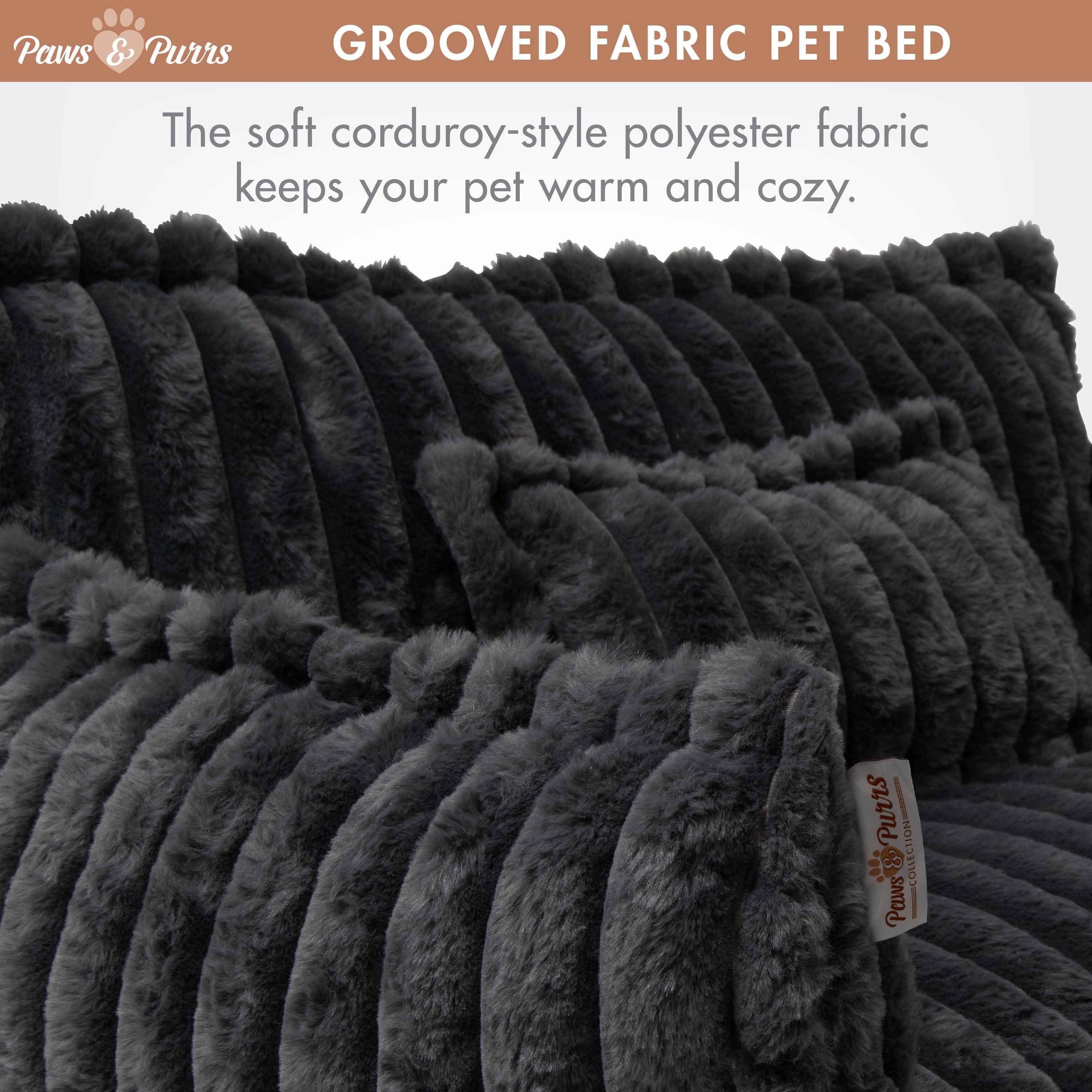 Pet Sofa Bed with Grooved Fabric for Cats and Small to Medium Dogs, Dark Gray 61053