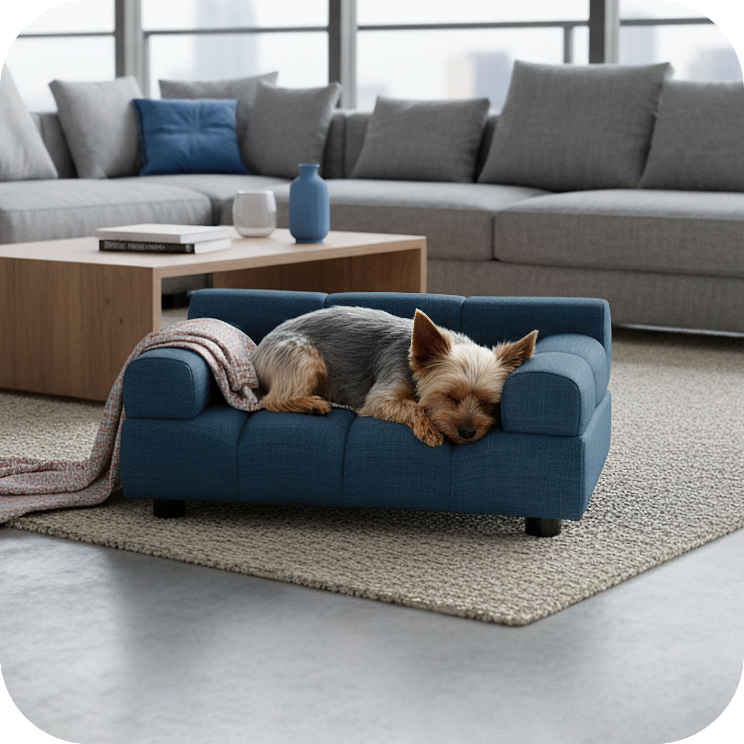Pet Couch for Small to Medium Pets, Dark Blue 61054
