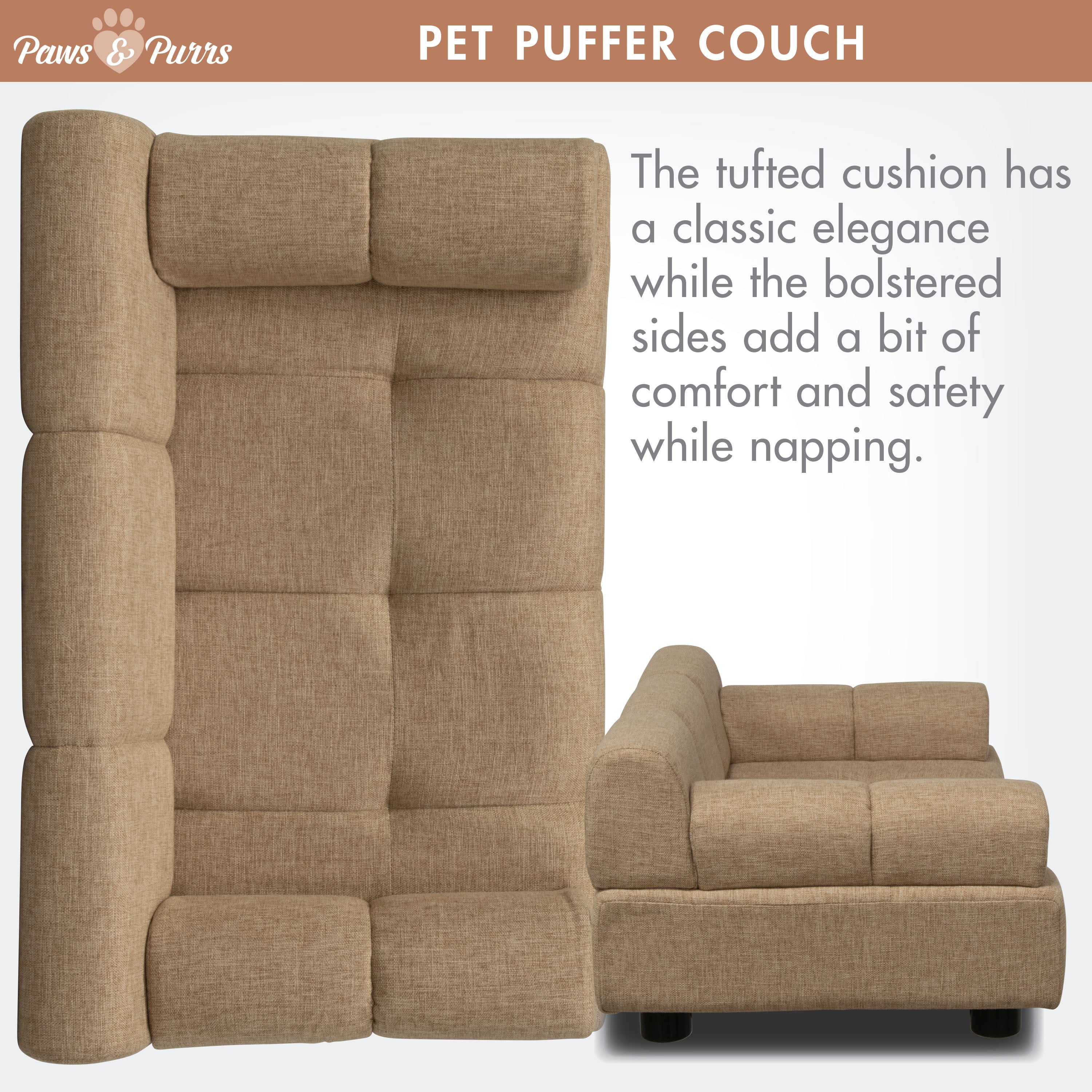 Pet Couch for Small to Medium Pets, Sand 61055
