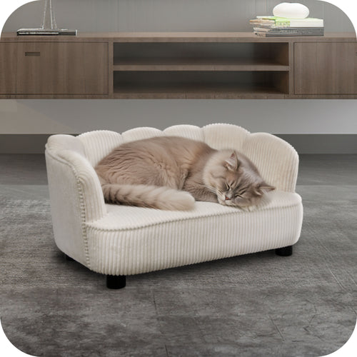 Pet Couch Scallop Shape for Small to Medium Pets, Cream 61056