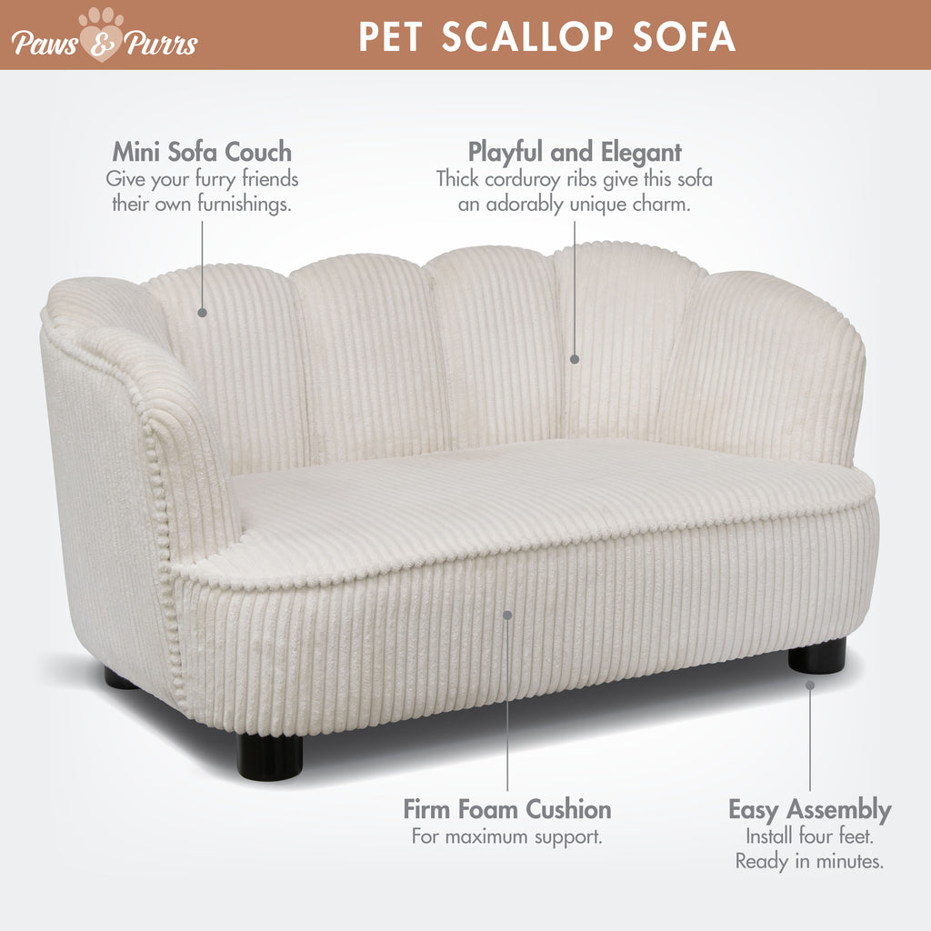 Pet Couch Scallop Shape for Small to Medium Pets, Cream 61056