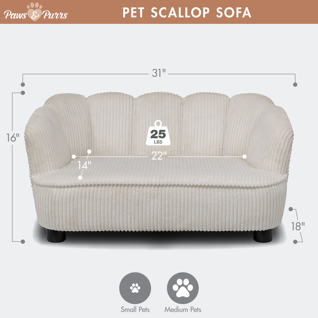 Pet Couch Scallop Shape for Small to Medium Pets, Cream 61056