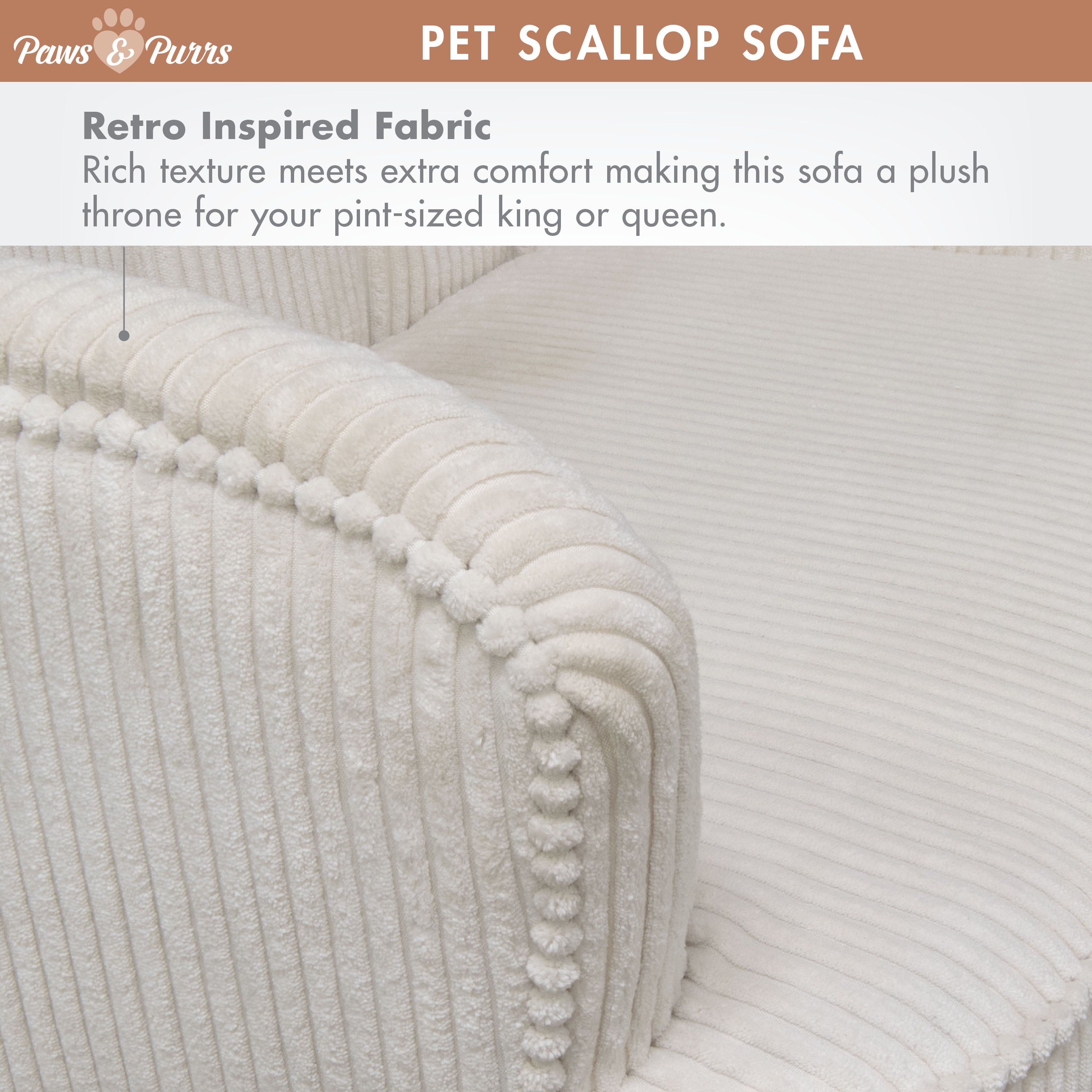 Pet Couch Scallop Shape for Small to Medium Pets, Cream 61056