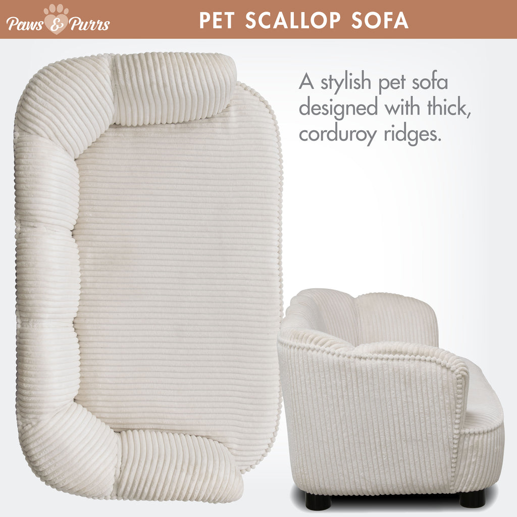 Pet Couch Scallop Shape for Small to Medium Pets, Cream 61056