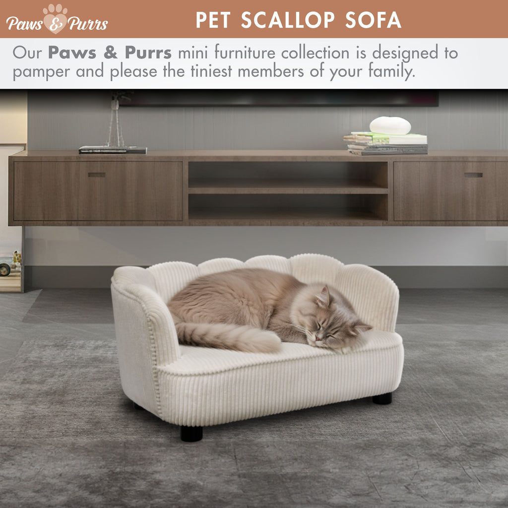 Pet Couch Scallop Shape for Small to Medium Pets, Cream 61056