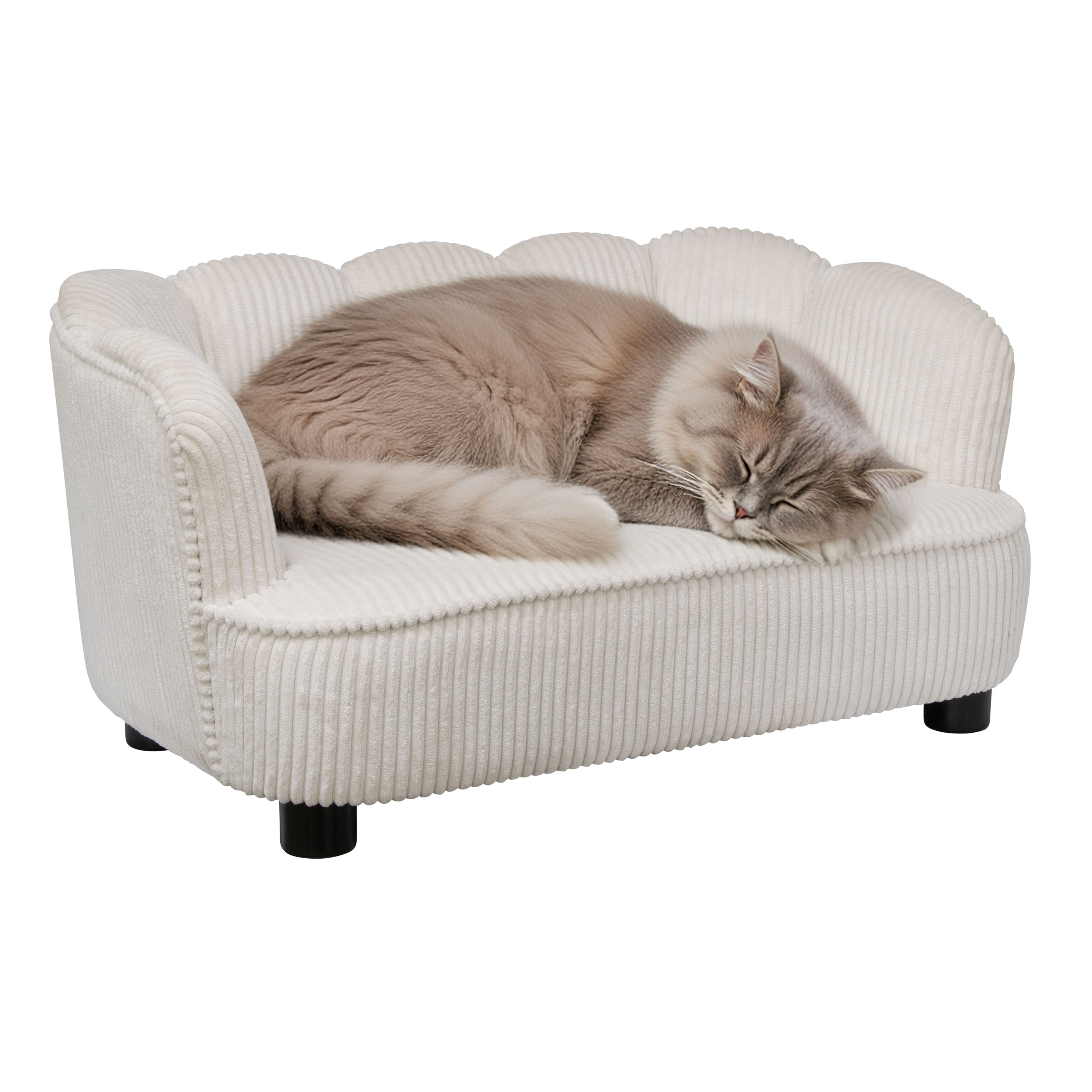 Pet Couch Scallop Shape for Small to Medium Pets, Cream