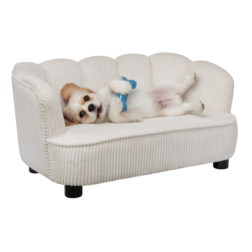 Pet Couch Scallop Shape for Small to Medium Pets, Cream