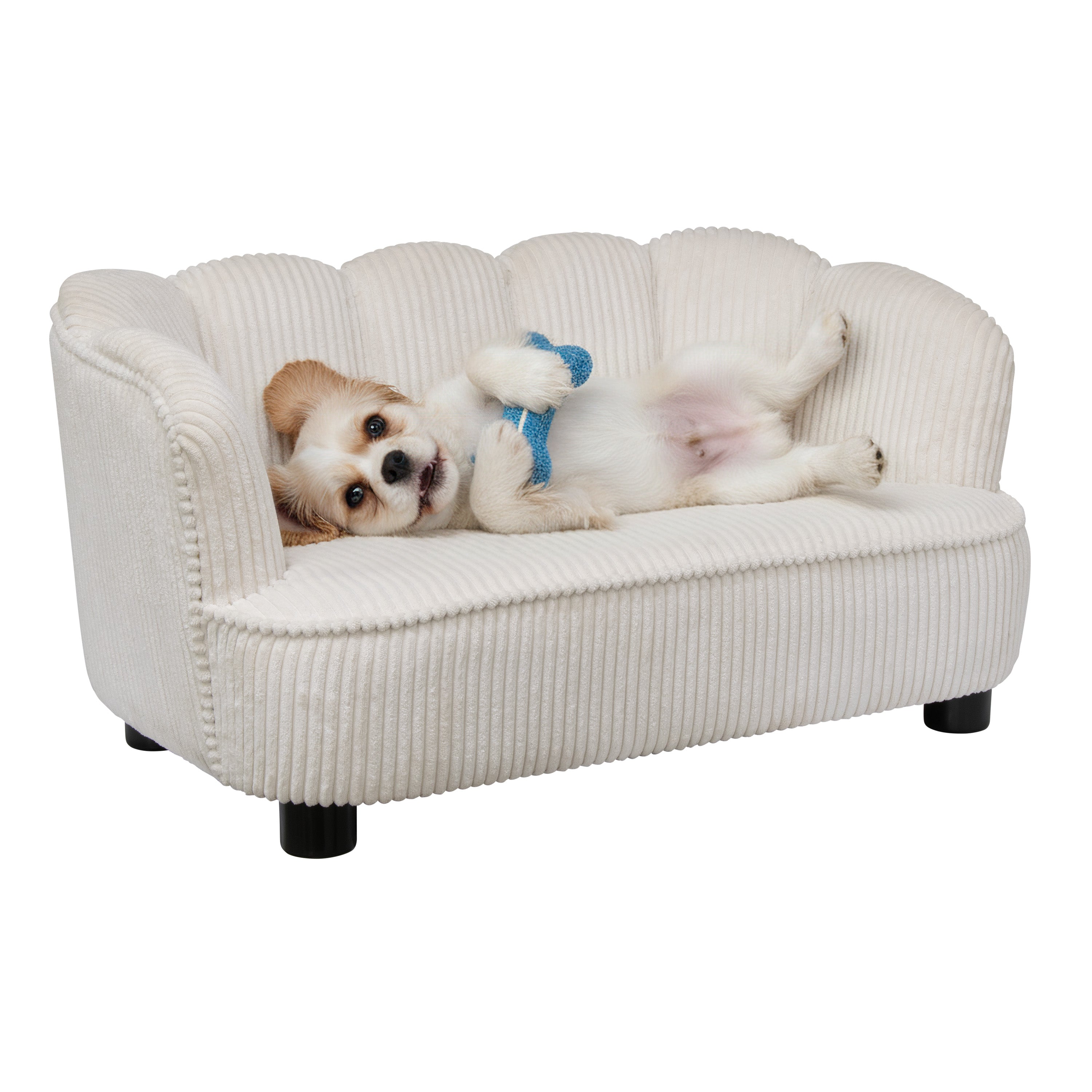Pet Couch Scallop Shape for Small to Medium Pets, Cream