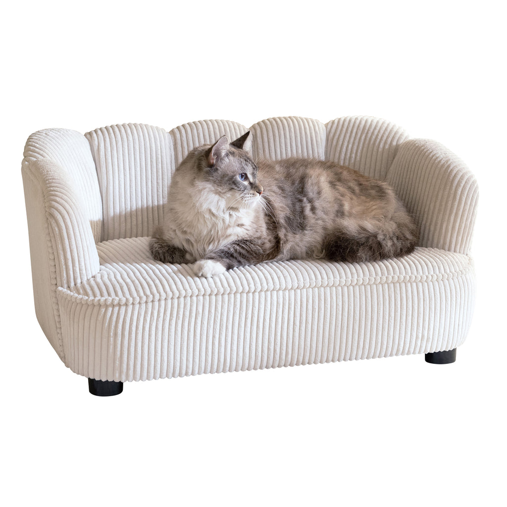Pet Couch Scallop Shape for Small to Medium Pets, Cream