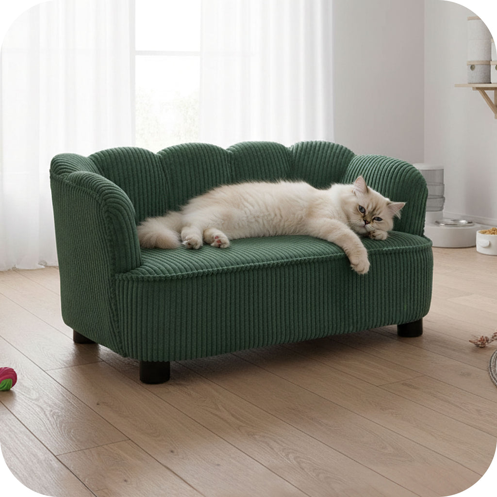 Pet Couch Scallop Shape for Small to Medium Pets, Sage 61057