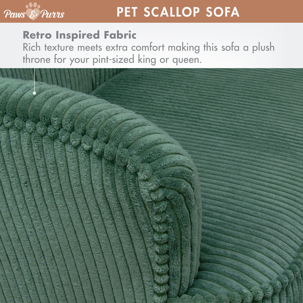 Pet Couch Scallop Shape for Small to Medium Pets, Sage 61057