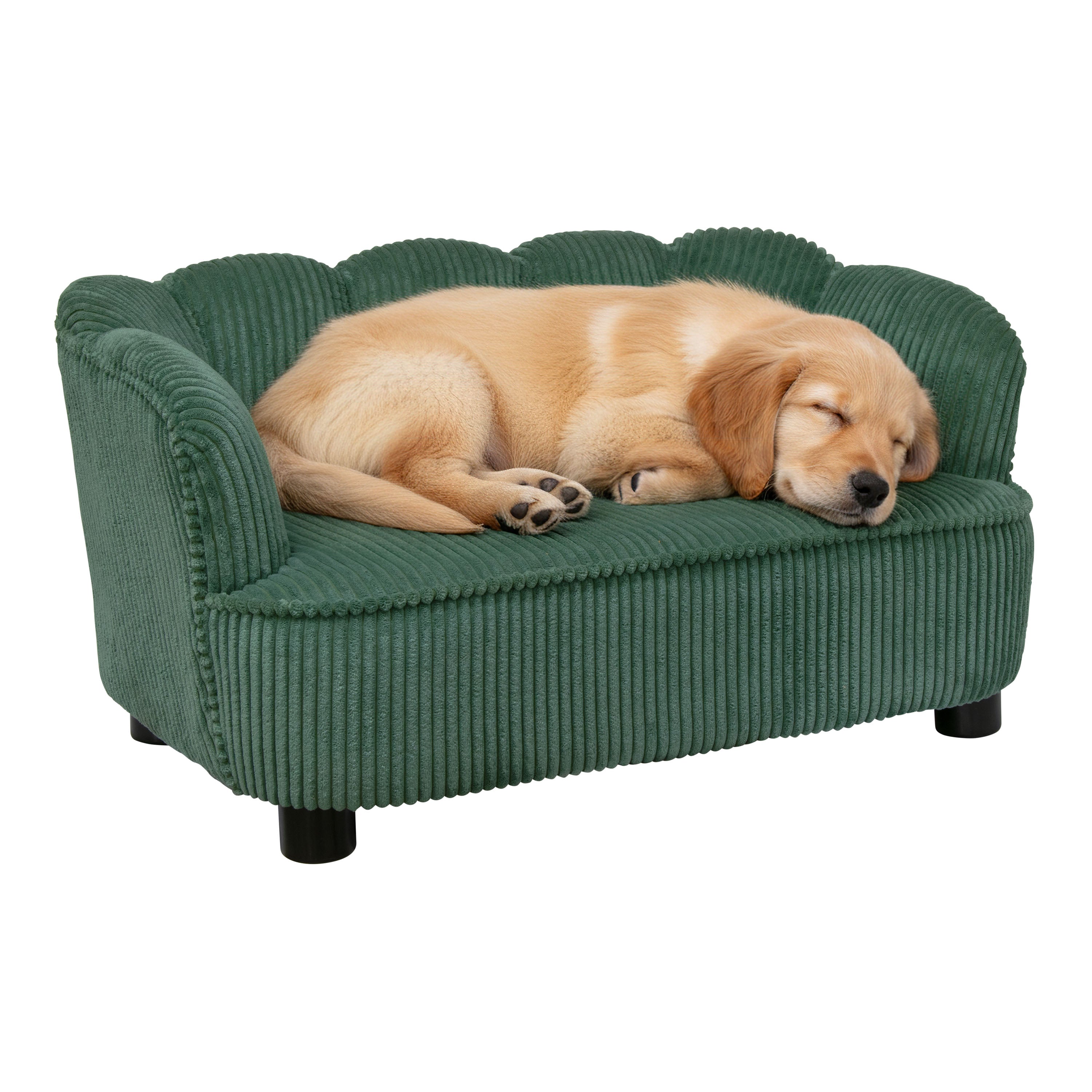 Pet Couch Scallop Shape for Small to Medium Pets, Sage