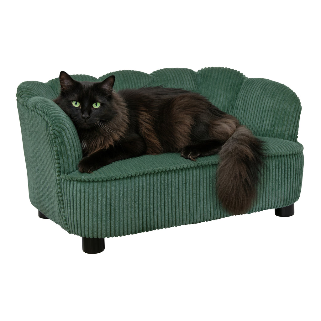 Pet Couch Scallop Shape for Small to Medium Pets, Sage