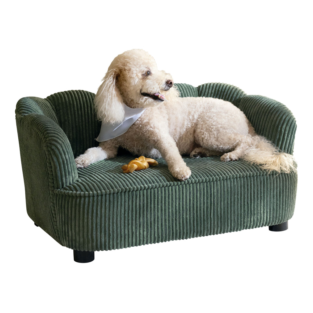 Pet Couch Scallop Shape for Small to Medium Pets, Sage