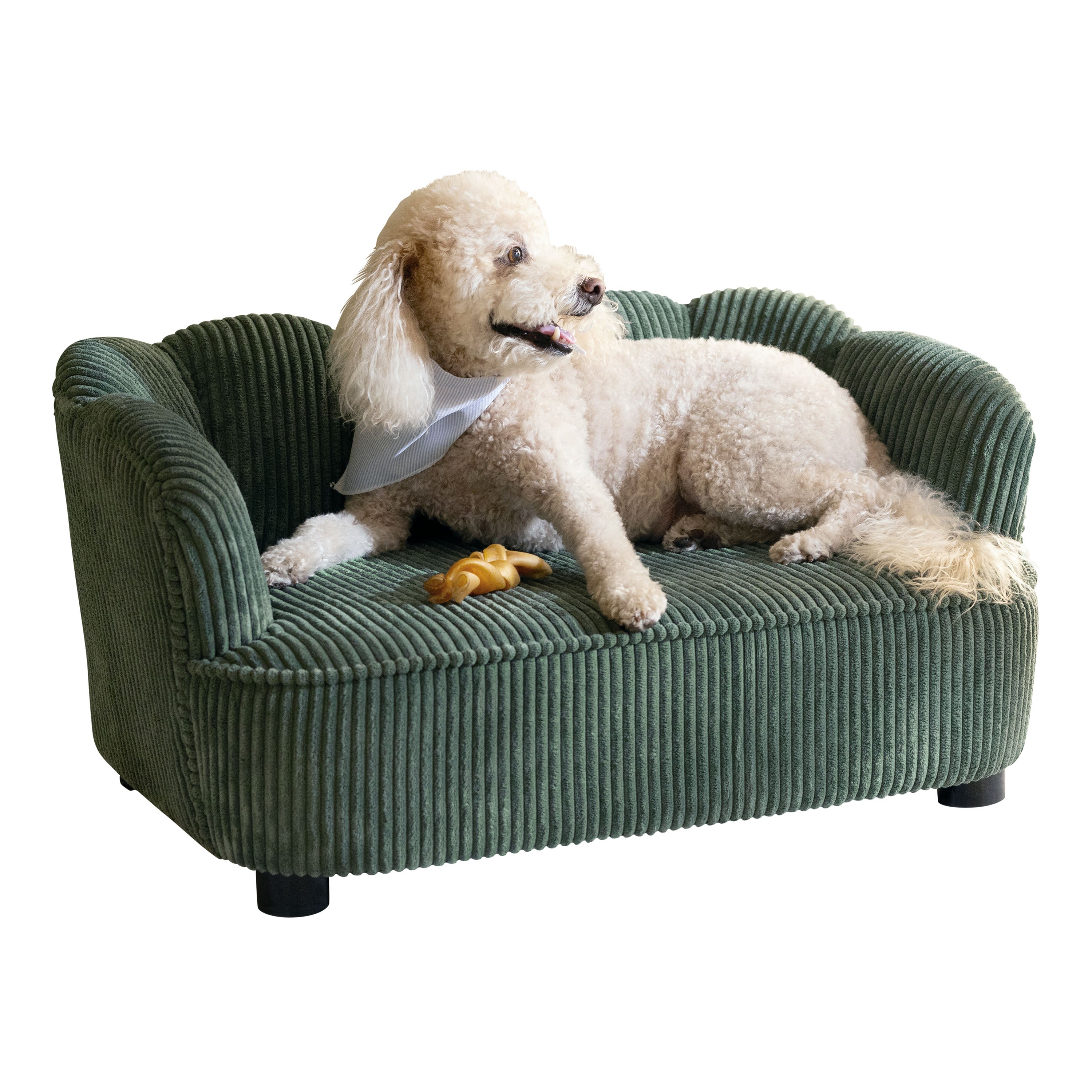 Pet Couch Scallop Shape for Small to Medium Pets, Sage