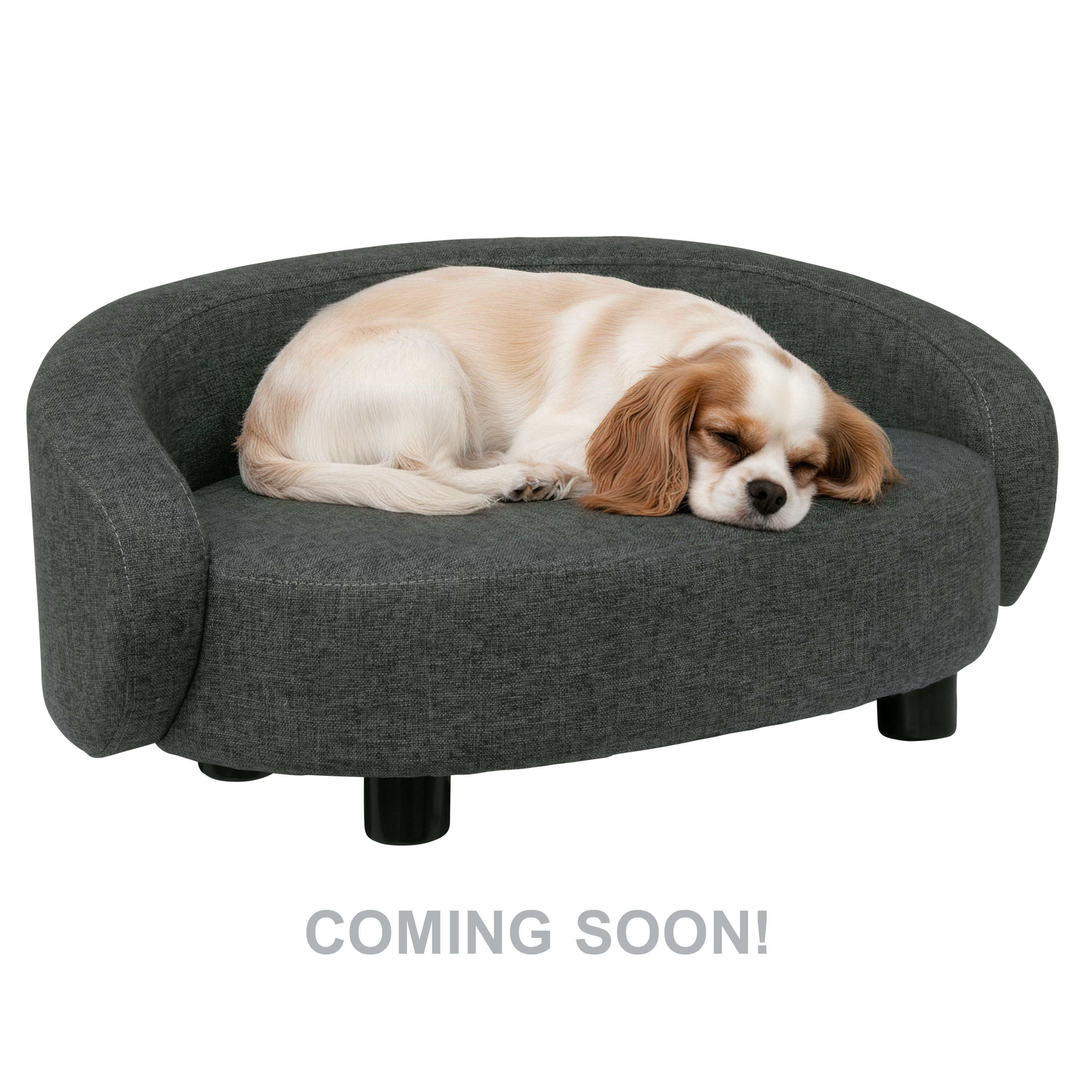 Pet Couch Crescent Shape for Small to Medium Pets, Dark Gray 61059