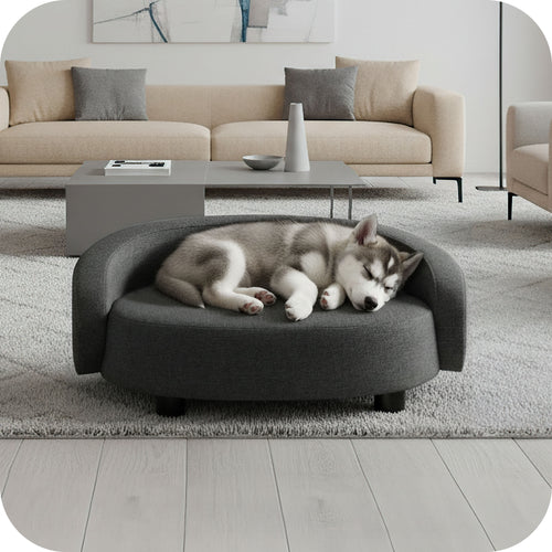 Pet Couch Crescent Shape for Small to Medium Pets, Dark Gray 61059