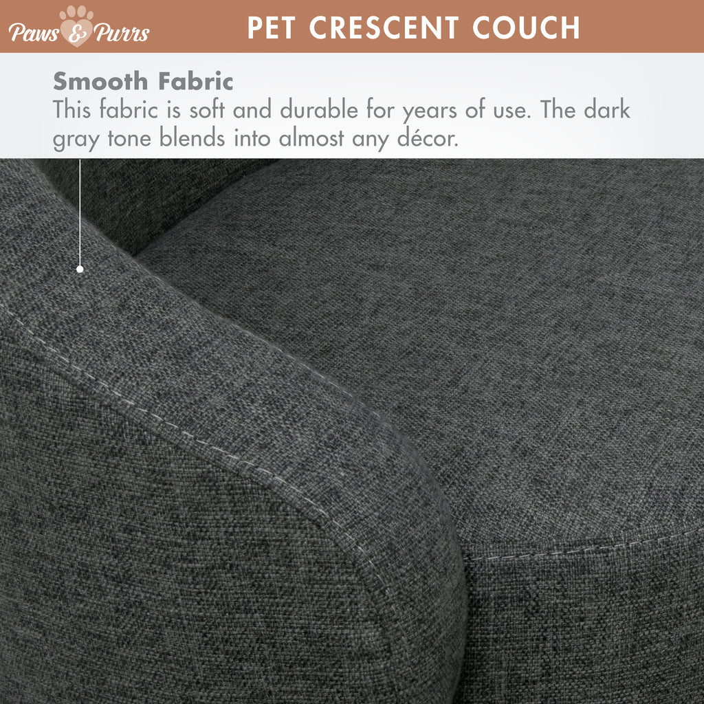 Pet Couch Crescent Shape for Small to Medium Pets, Dark Gray 61059