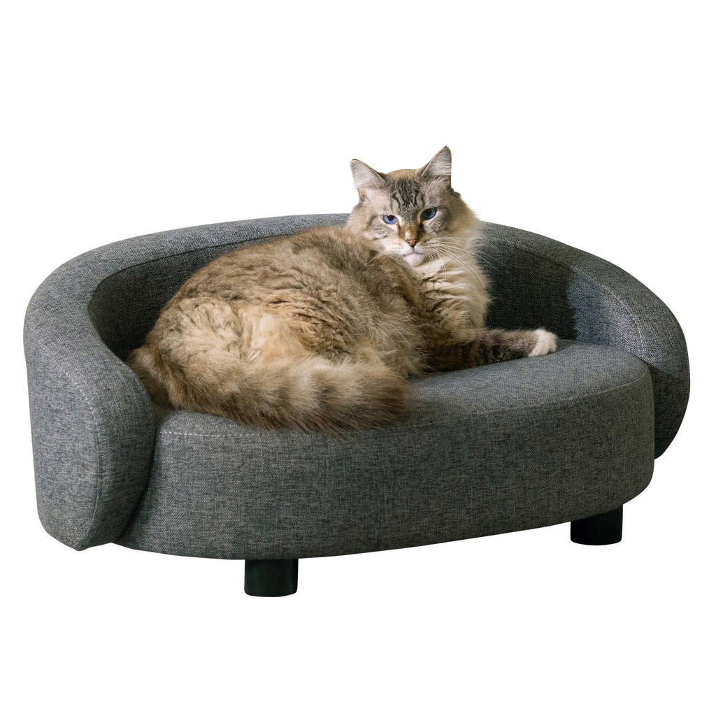 Pet Couch Crescent Shape for Small to Medium Pets, Dark Gray