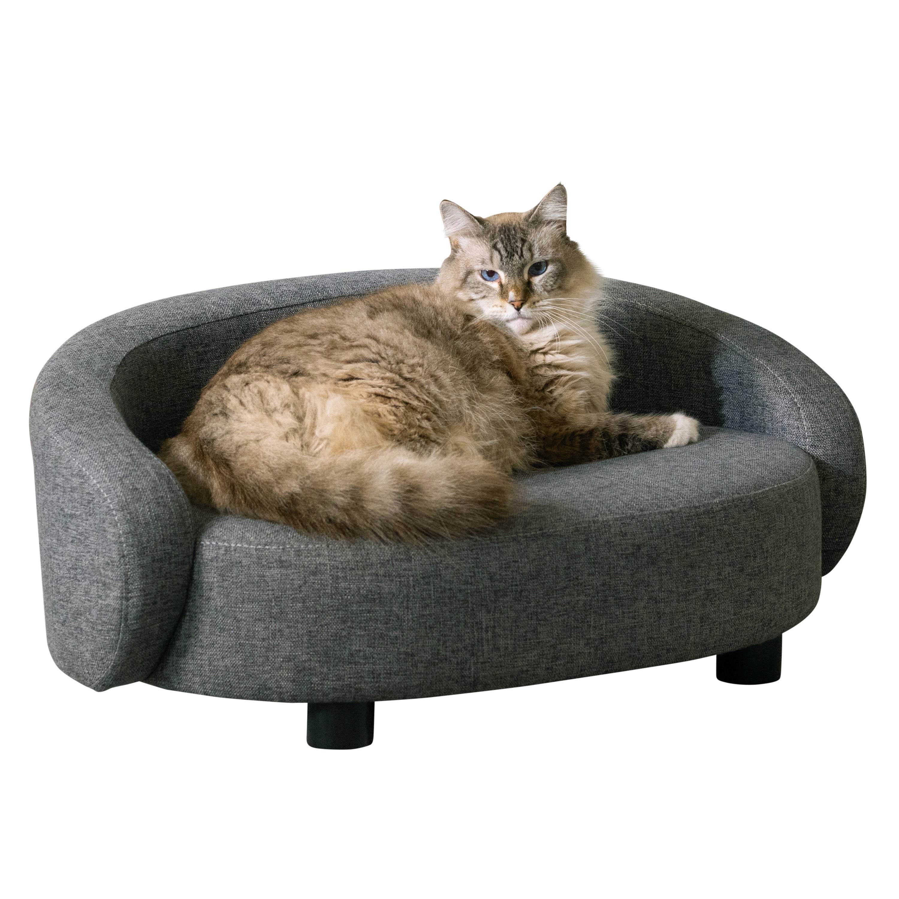 Pet Couch Crescent Shape for Small to Medium Pets, Dark Gray