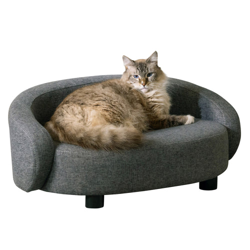 Pet Couch Crescent Shape for Small to Medium Pets, Dark Gray