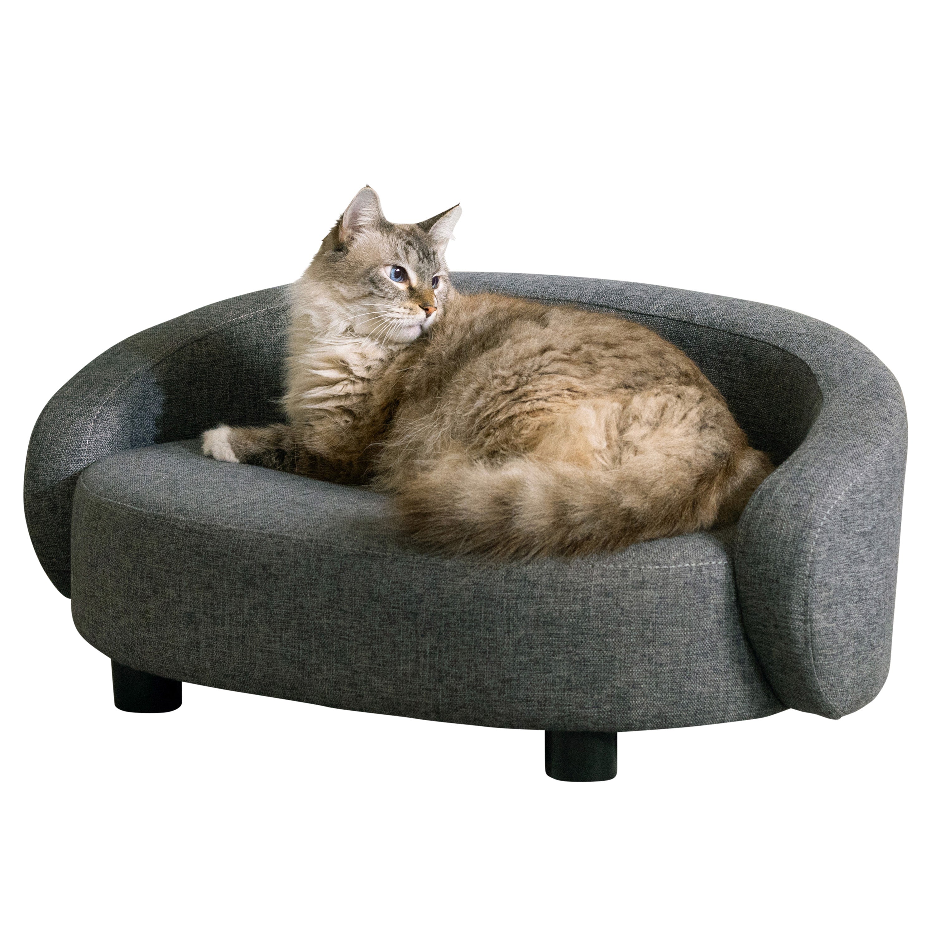 Pet Couch Crescent Shape for Small to Medium Pets, Dark Gray