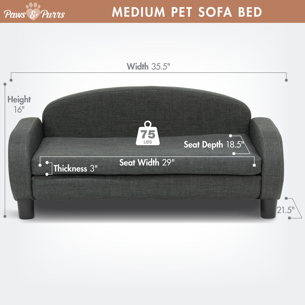 Pet Sofa Bed <strong>Medium</strong> for Small and Medium Dogs, Dark Gray