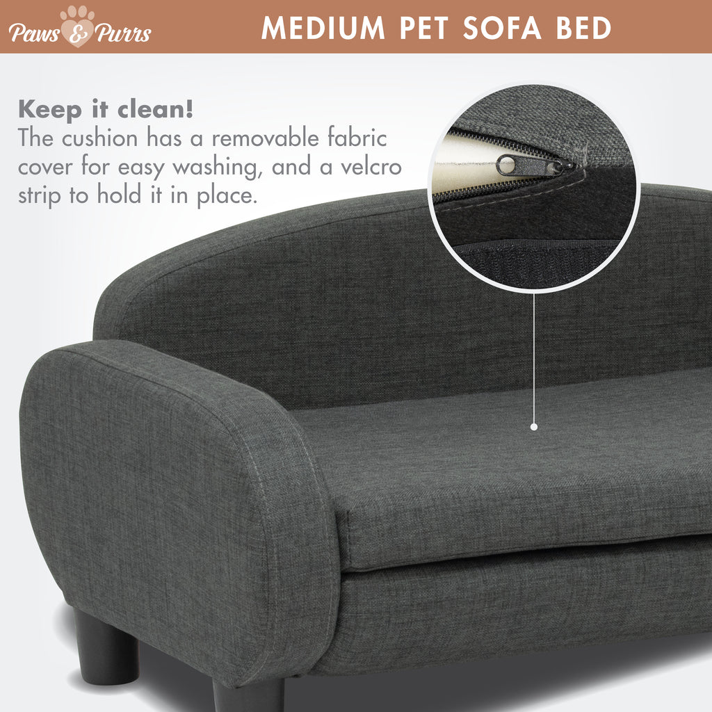 Pet Sofa Bed <strong>Medium</strong> for Small and Medium Dogs, Dark Gray