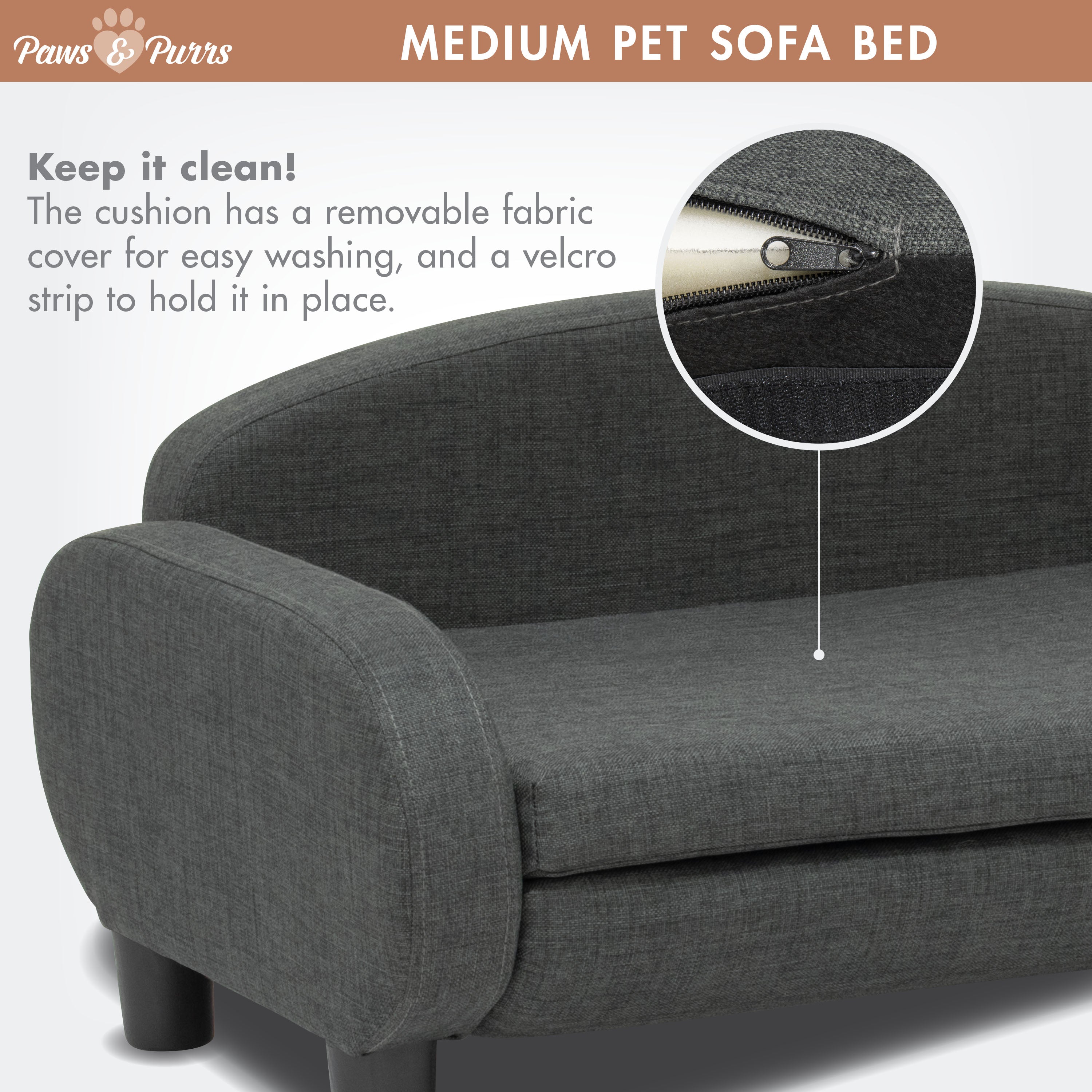 Pet Sofa Bed <strong>Medium</strong> for Small and Medium Dogs, Dark Gray 61100