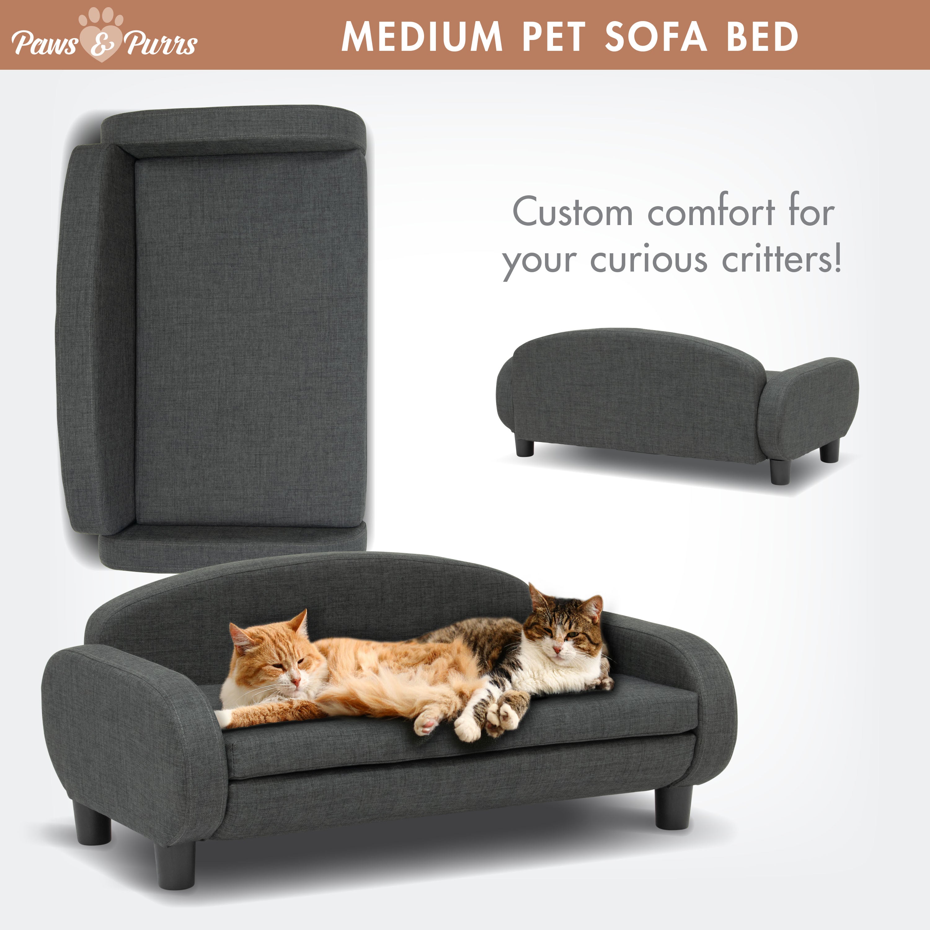 Pet Sofa Bed <strong>Medium</strong> for Small and Medium Dogs, Dark Gray