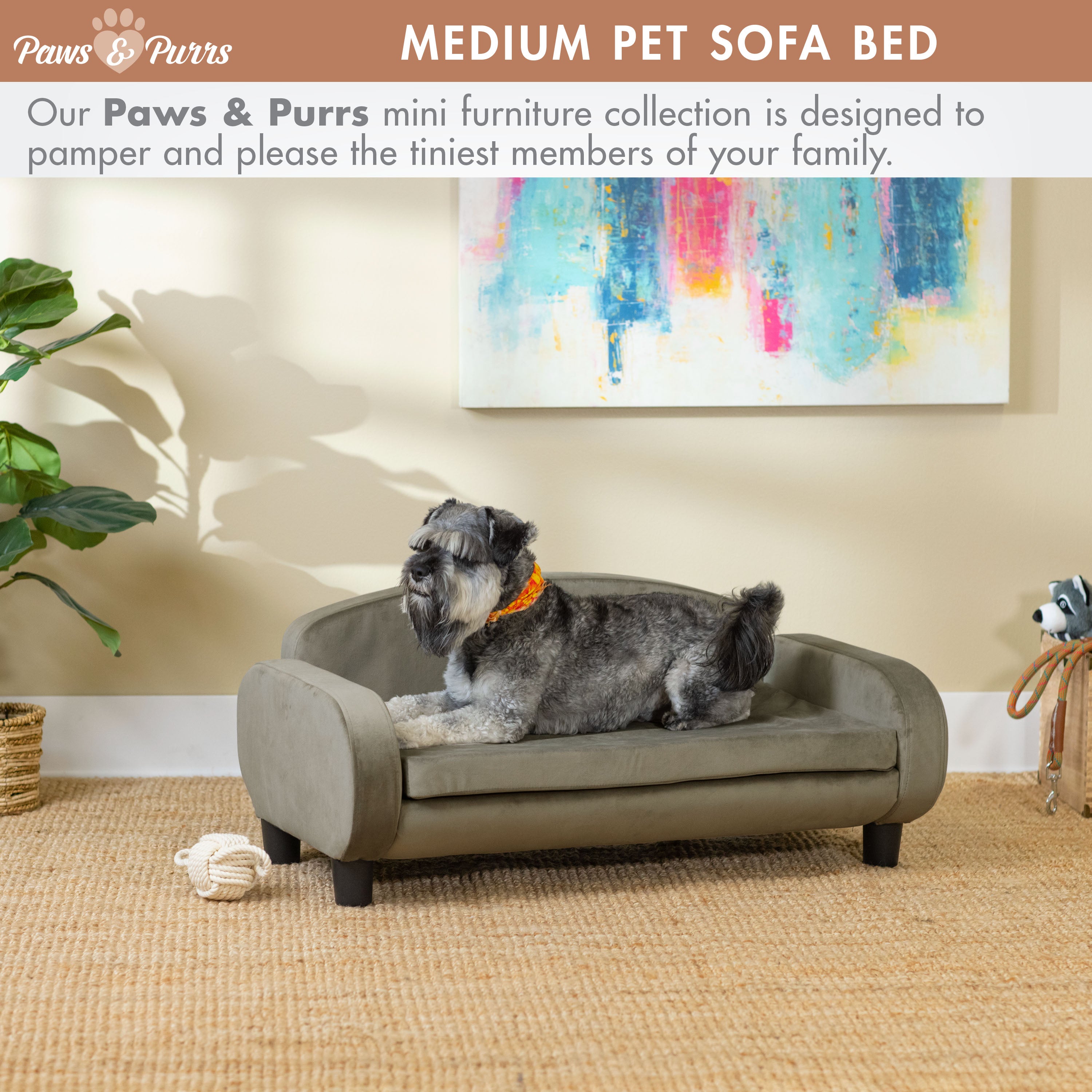 Pet Sofa Bed <strong>Medium</strong> for Small and Medium Dogs, Ash 61101