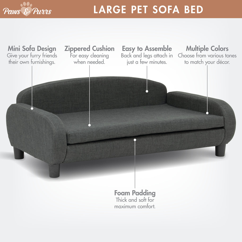 Pet Sofa Bed <strong>Large</strong> for Medium and Large Dogs, Dark Gray 61110