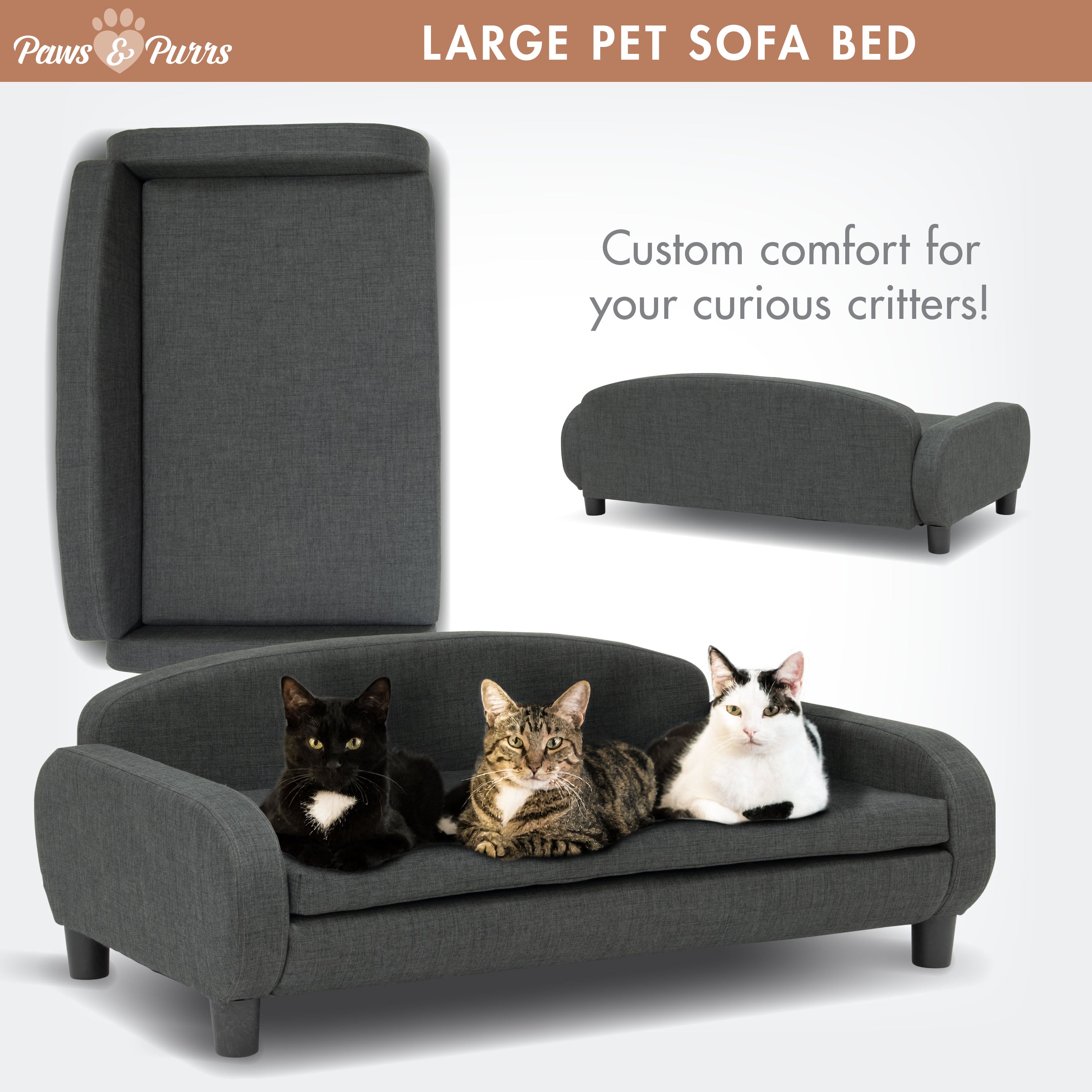 Pet Sofa Bed <strong>Large</strong> for Medium and Large Dogs, Dark Gray 61110