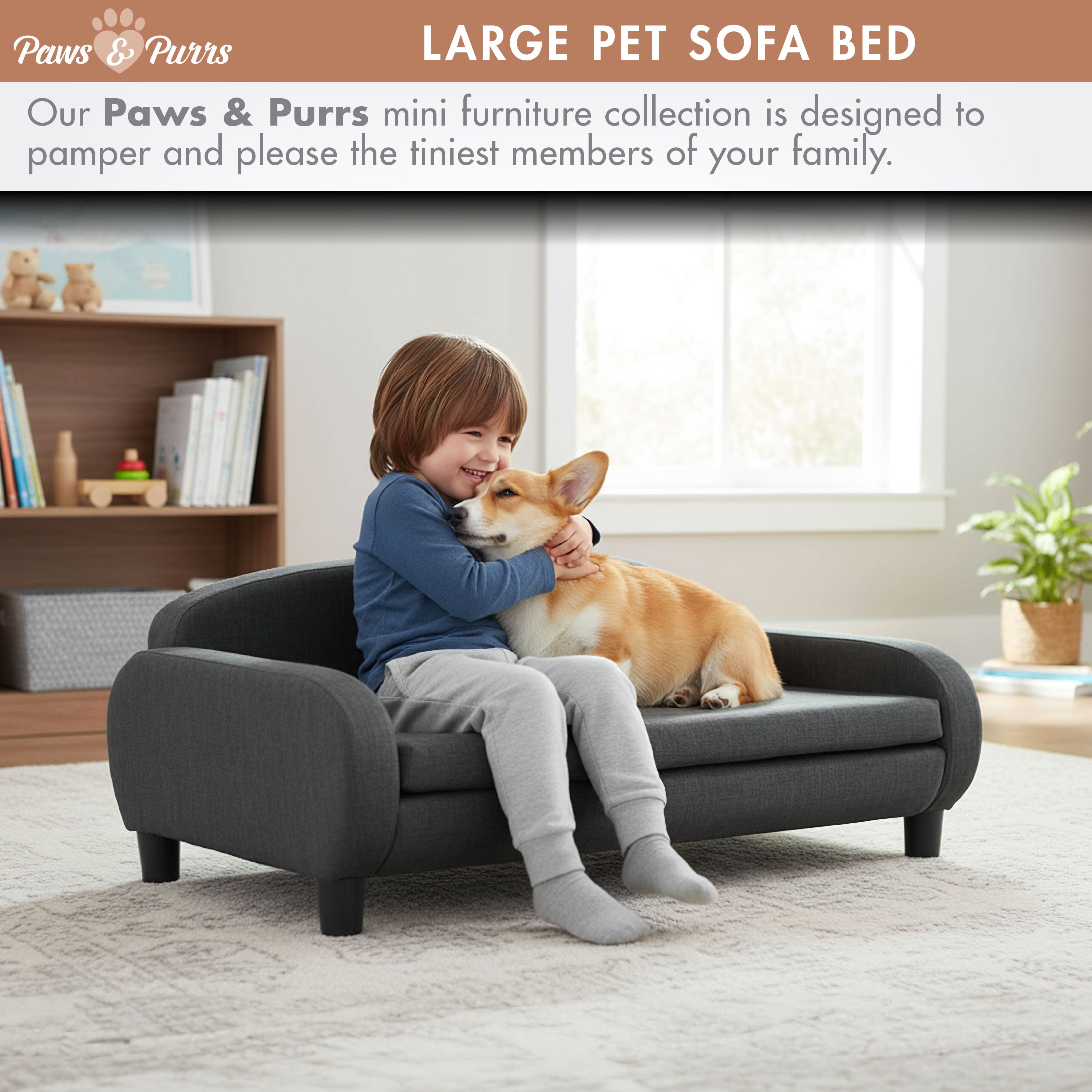 Pet Sofa Bed <strong>Large</strong> for Medium and Large Dogs, Dark Gray 61110