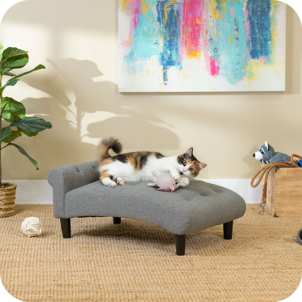 Pet Sofa Chaise Lounge for Small to Medium Cats and Dogs, Gray 61200